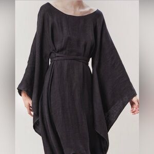 NUIT Atelier Washed linen black tunic dress FW2018